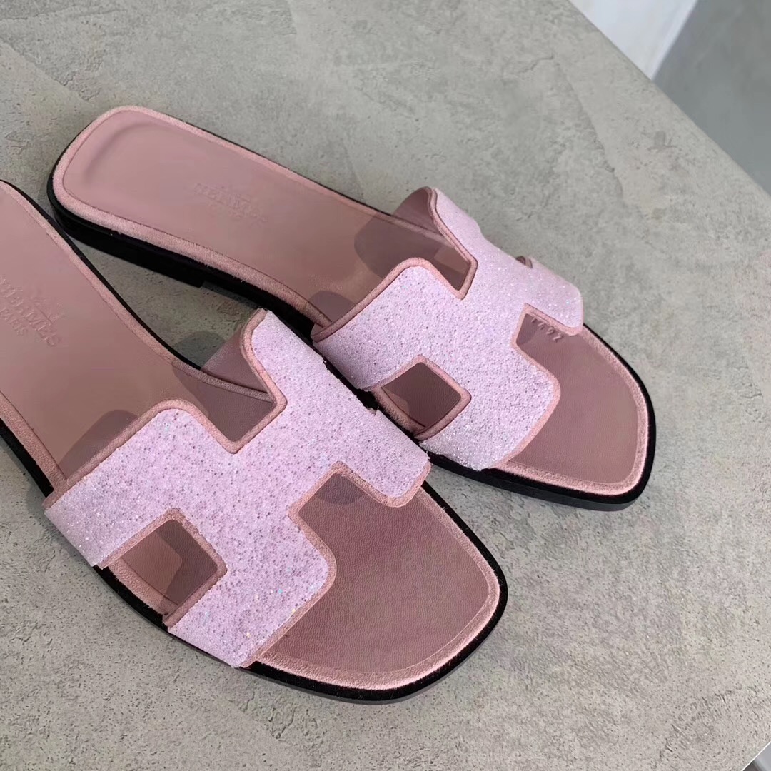 hermes oran sandals glitter