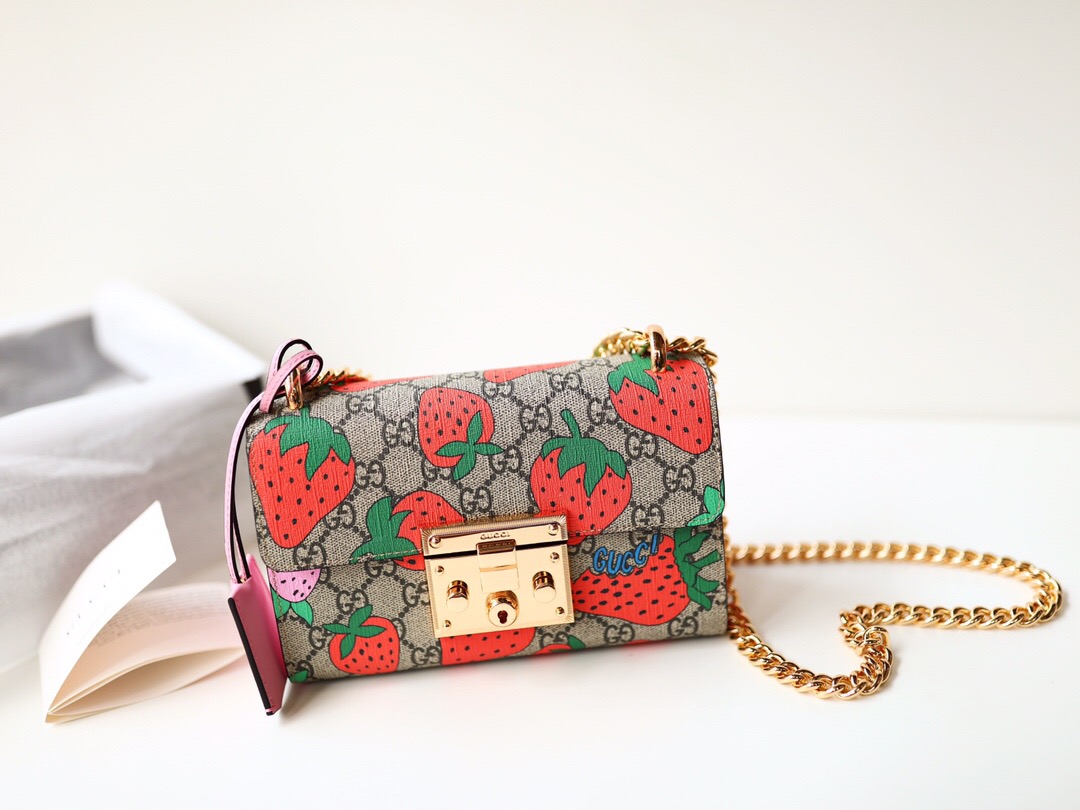 gucci strawberry padlock bag